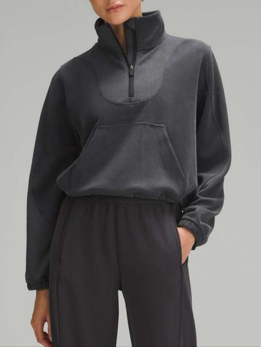 Lululemon Brushed Softstreme Ribbed Half Zip In Black